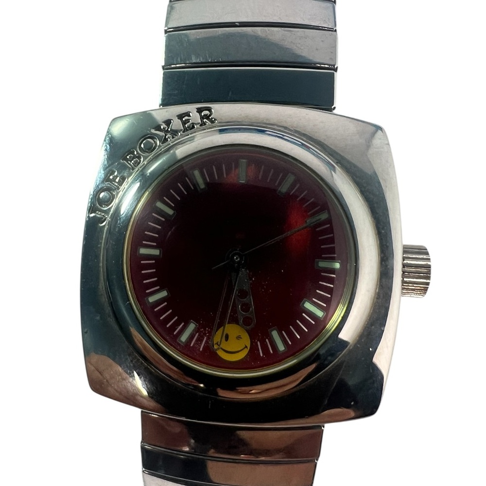 (33)Vintage Joe Boxer Red Dial Silver Band Watch…